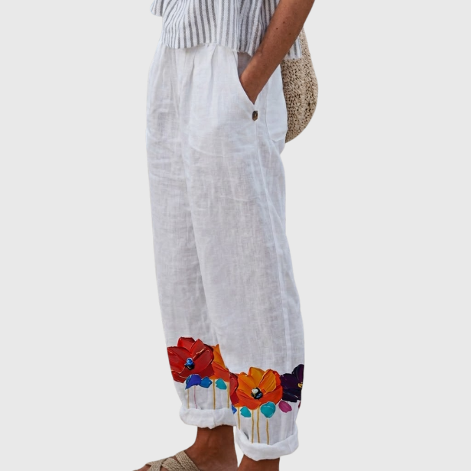 Desiree | Elegante Vintage Floreale Stampa Pantaloni