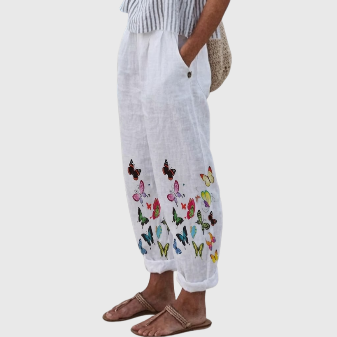 Eileen | Elegante Vintage Floreale Stampa Pantaloni