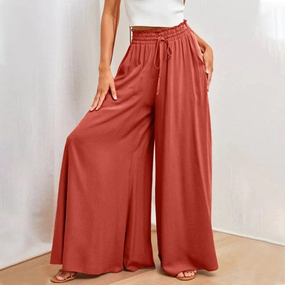 Mairi | Flowing Shirred Waist Palazzo Pantaloni