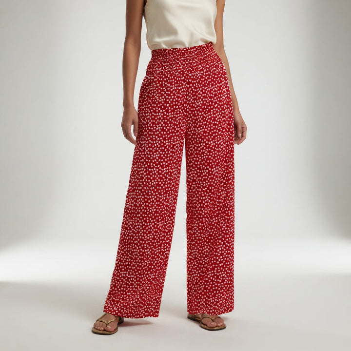 Bindi | Elegante Stampato Gamba Larga Pantaloni for Women