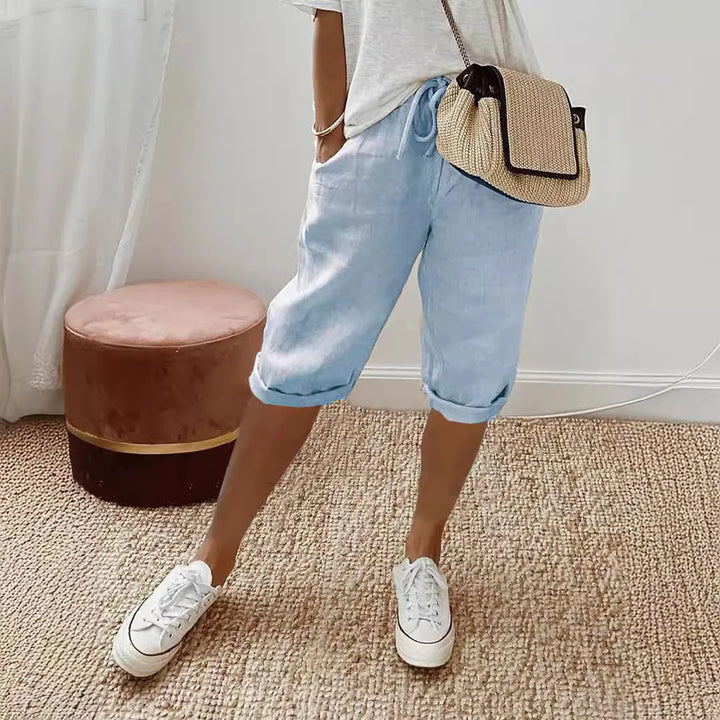 Wren | Lino Blend Sash-Tie Shorts