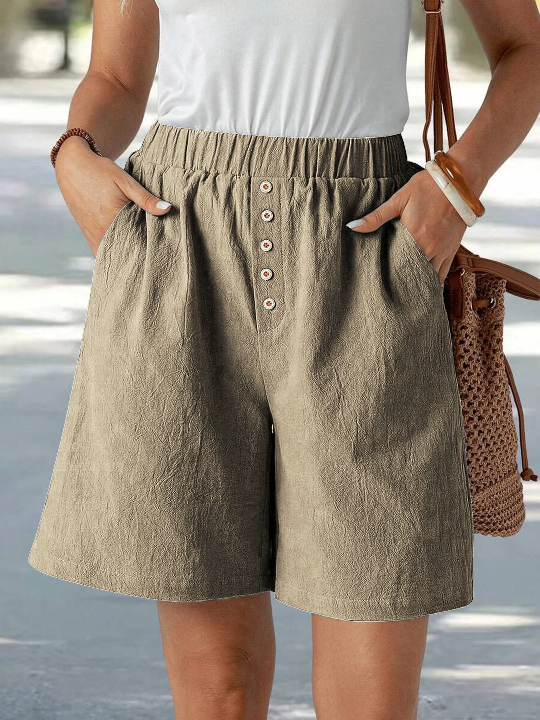 Marlowe | Buttoned Lino Shorts