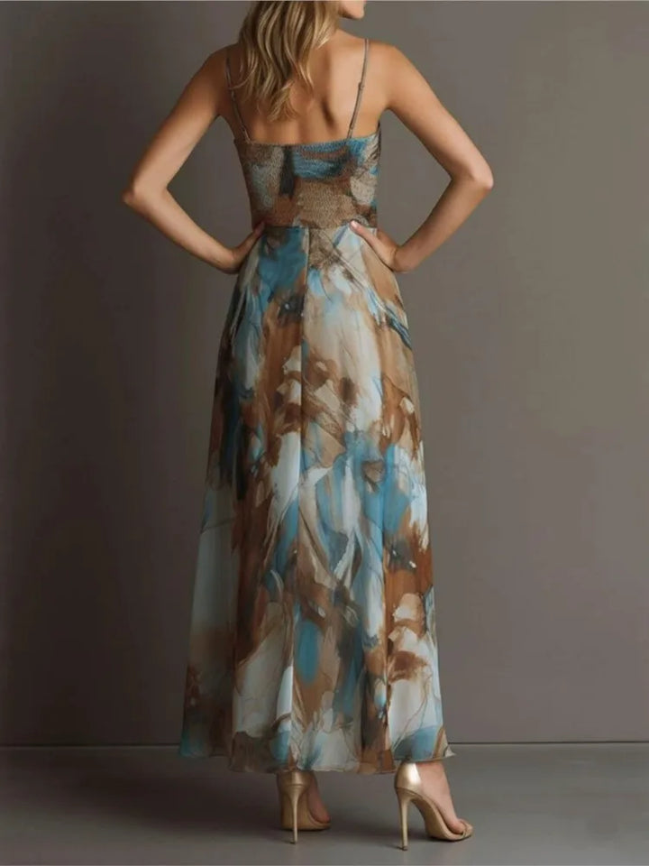 Maren | Sweetheart Thin-Strap Stampa Midi Abito