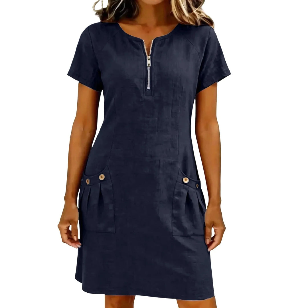 Navessa | Zip Front Lino Abito