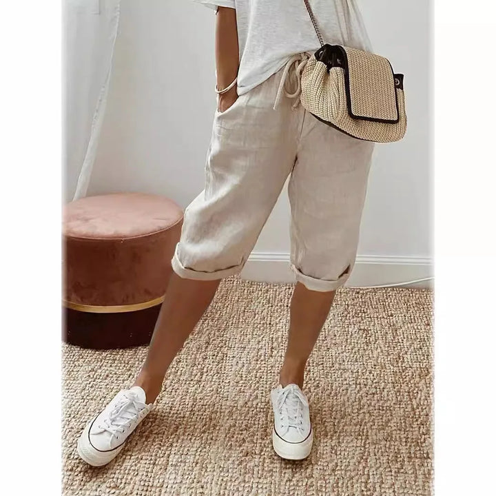 Wren | Lino Blend Sash-Tie Shorts