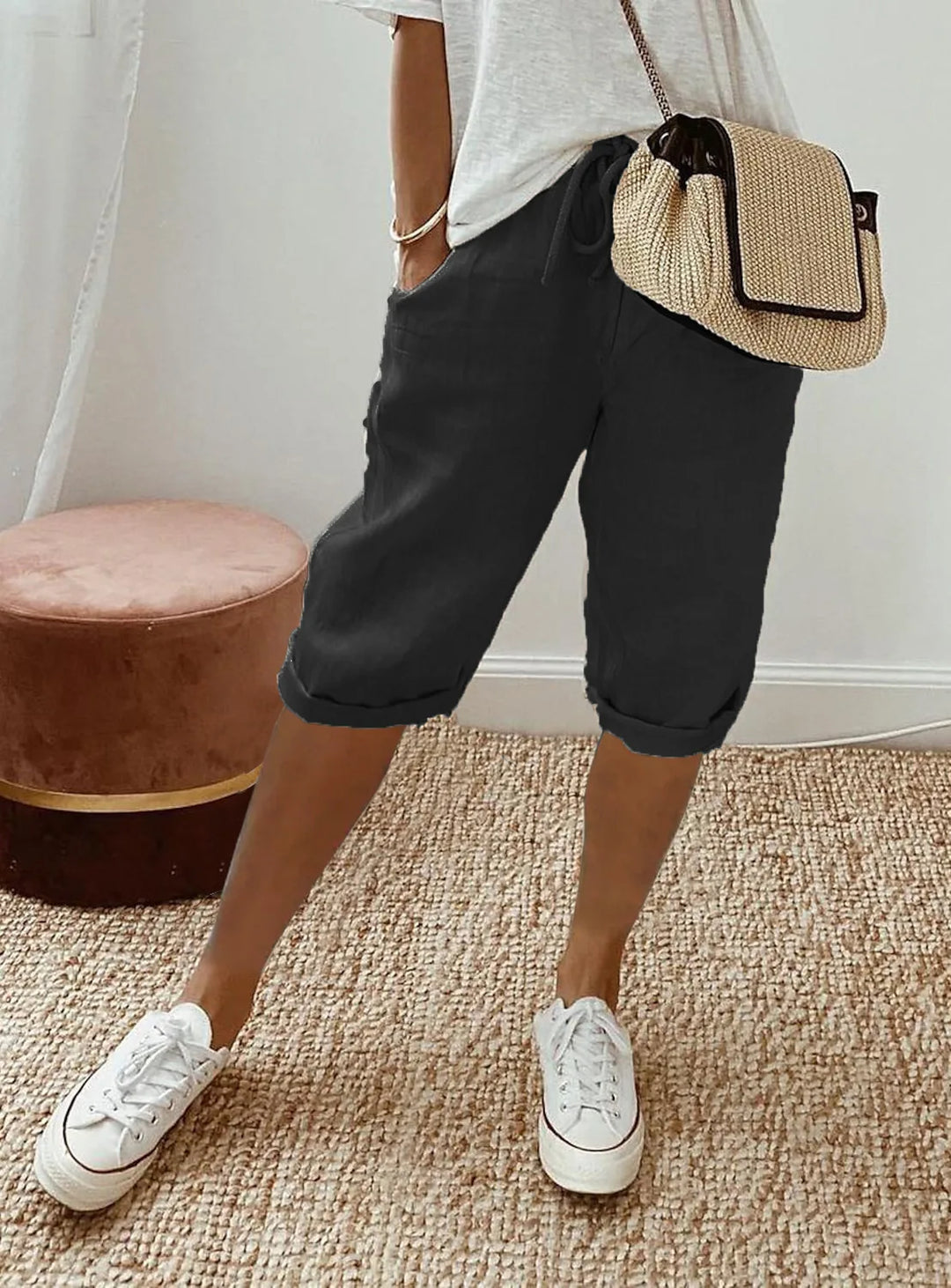 Wren | Lino Blend Sash-Tie Shorts