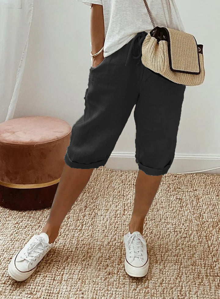 Wren | Lino Blend Sash-Tie Shorts