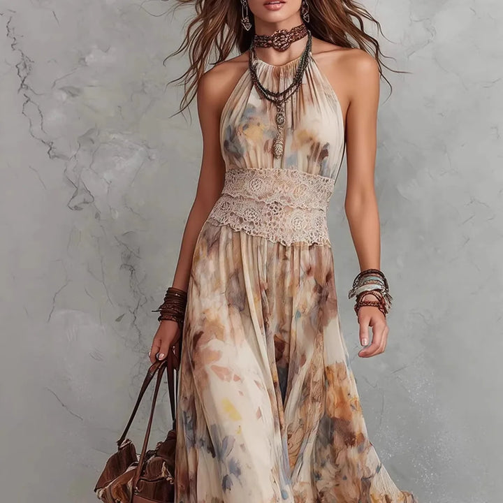 Solene | Tie-Dye Halter Maxi Abito