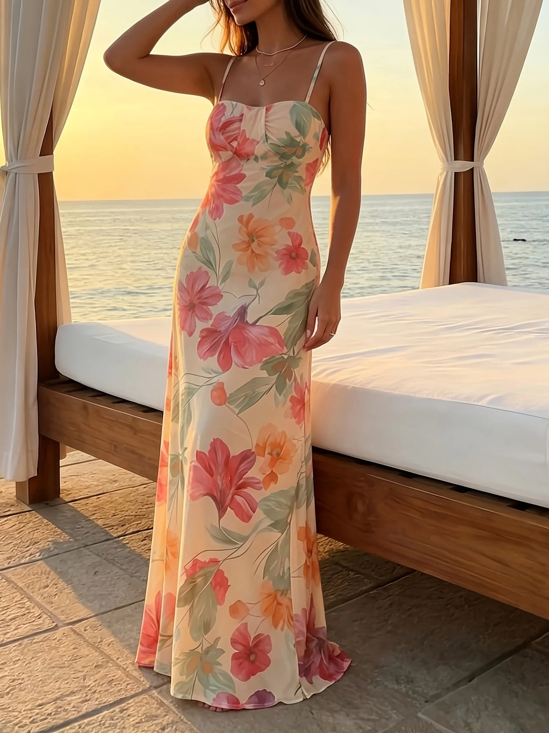 Marisol | Floreale Halter Waist-Cinching Abito