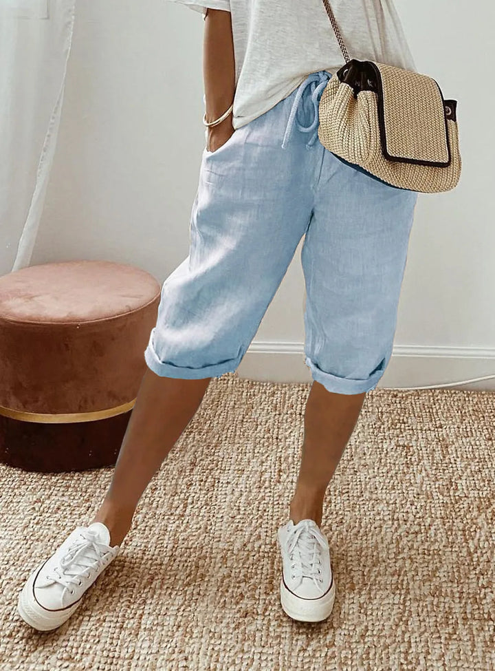 Wren | Lino Blend Sash-Tie Shorts