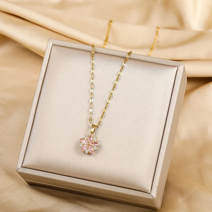 Collana Sakura Rosa Romantique in Acier Inoxydable