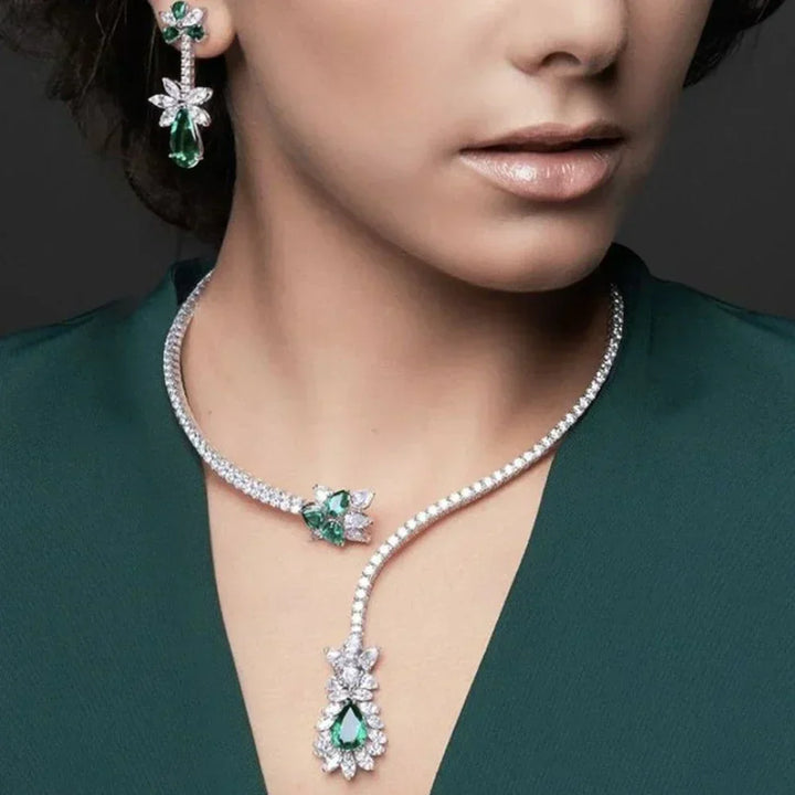 Collana Vintage Fioritura Smeraldo