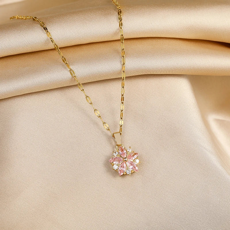 Collana Sakura Rosa Romantique in Acier Inoxydable
