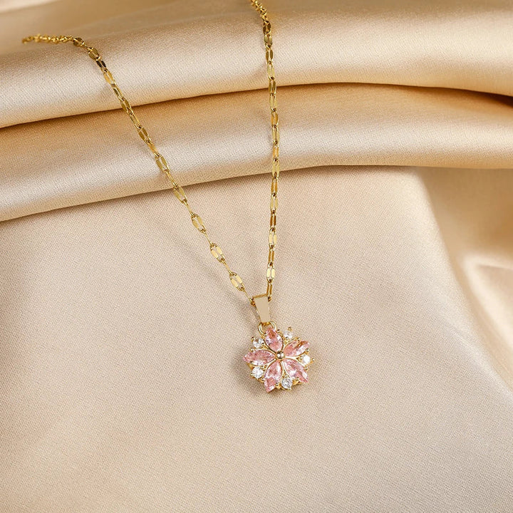 Collana Sakura Rosa Romantique in Acier Inoxydable