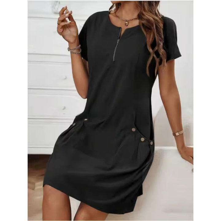 Marisette | Abito in Lino con Zip Frontale