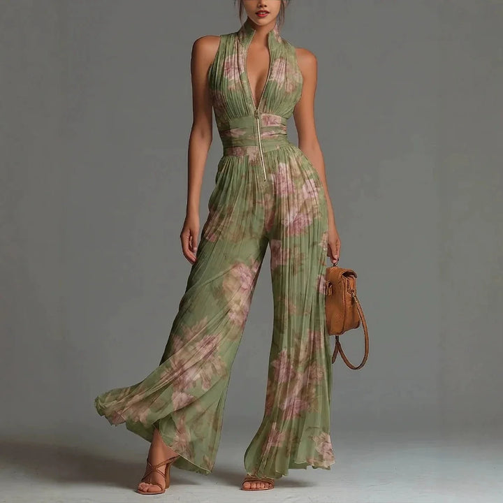 Linnea | Pleated Chiffon Gamba Larga Tuta