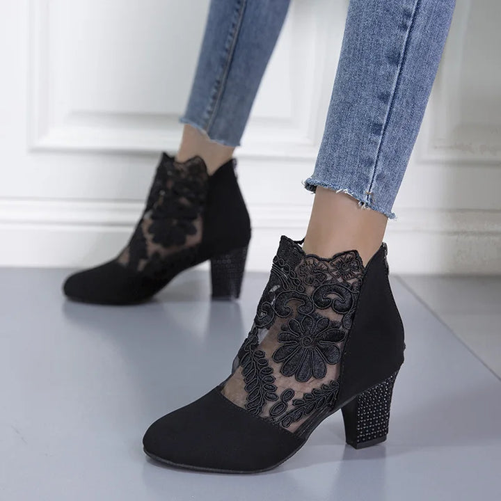 Heloise | Elegante Lacy High Tacchi Mesh Stivali