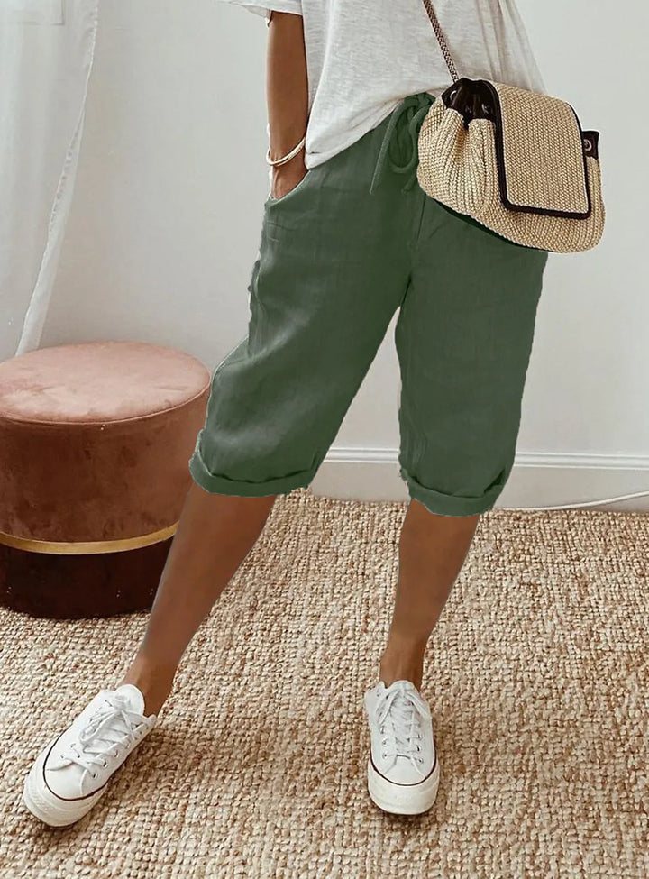 Wren | Lino Blend Sash-Tie Shorts