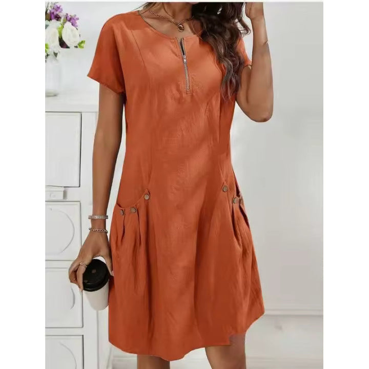 Amberlyn | Abito in Lino con Zip Frontale