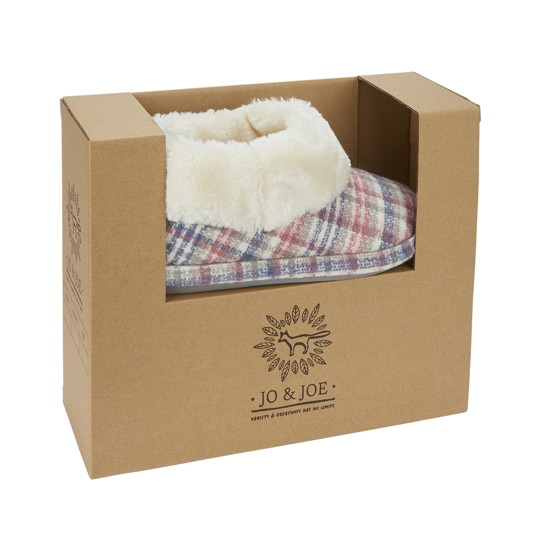 Elke | Pantofole a Stivaletto Tartan Rosa