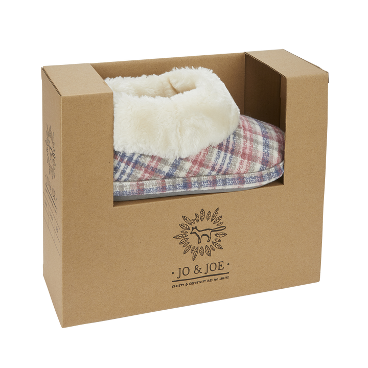 Elke | Pantofole a Stivaletto Tartan Rosa
