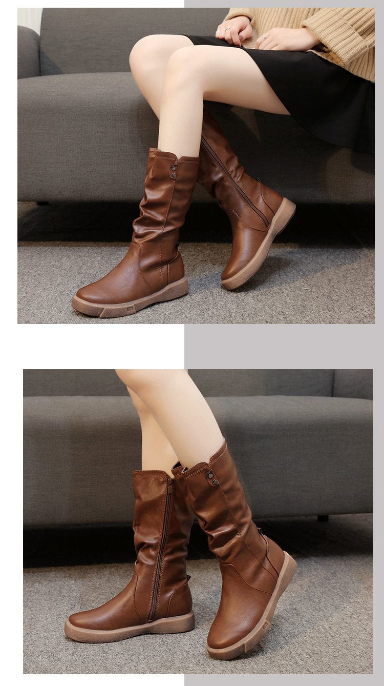 Thea | Waterproof Vegan Pelle Stivali with Zipper