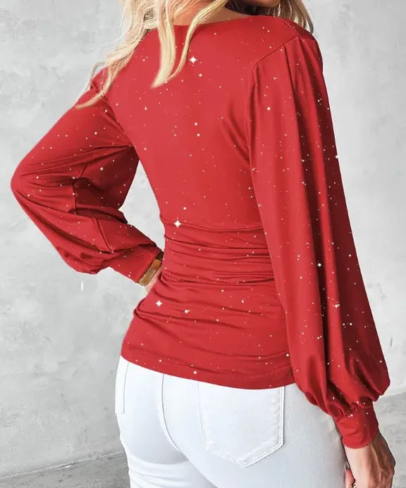 Brinley | Draped Glitter Evening Top