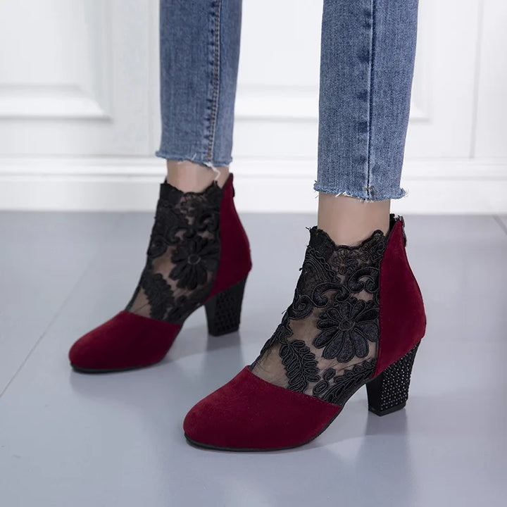 Heloise | Elegante Lacy High Tacchi Mesh Stivali