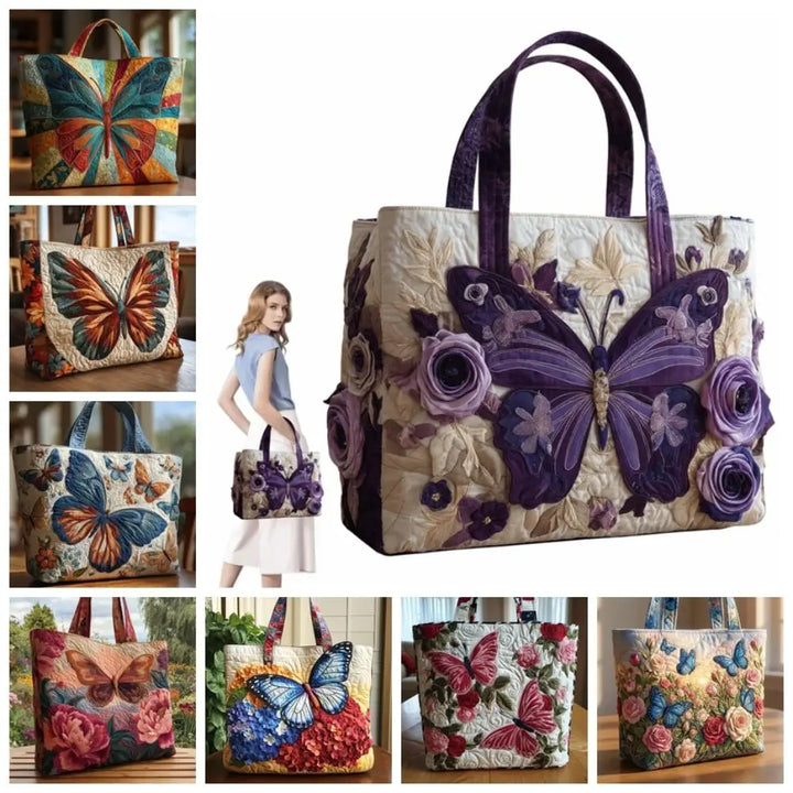 Butterfly Patterns Trapuntato Tote