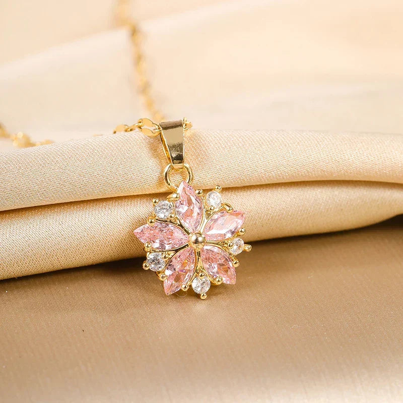 Collana Sakura Rosa Romantique in Acier Inoxydable