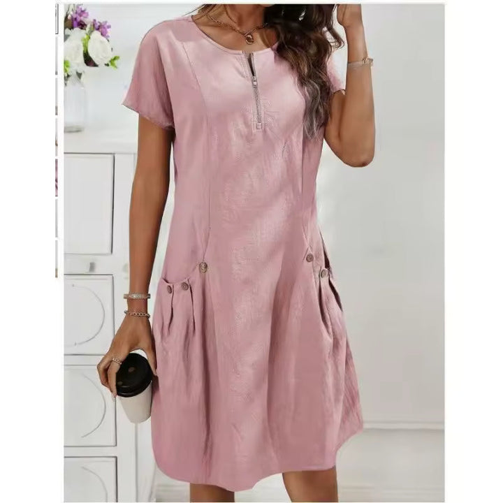 Petronia | Zip Front Lino Abito
