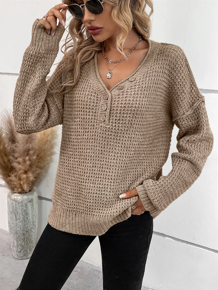 Nell | Button Scollo a V Maglia