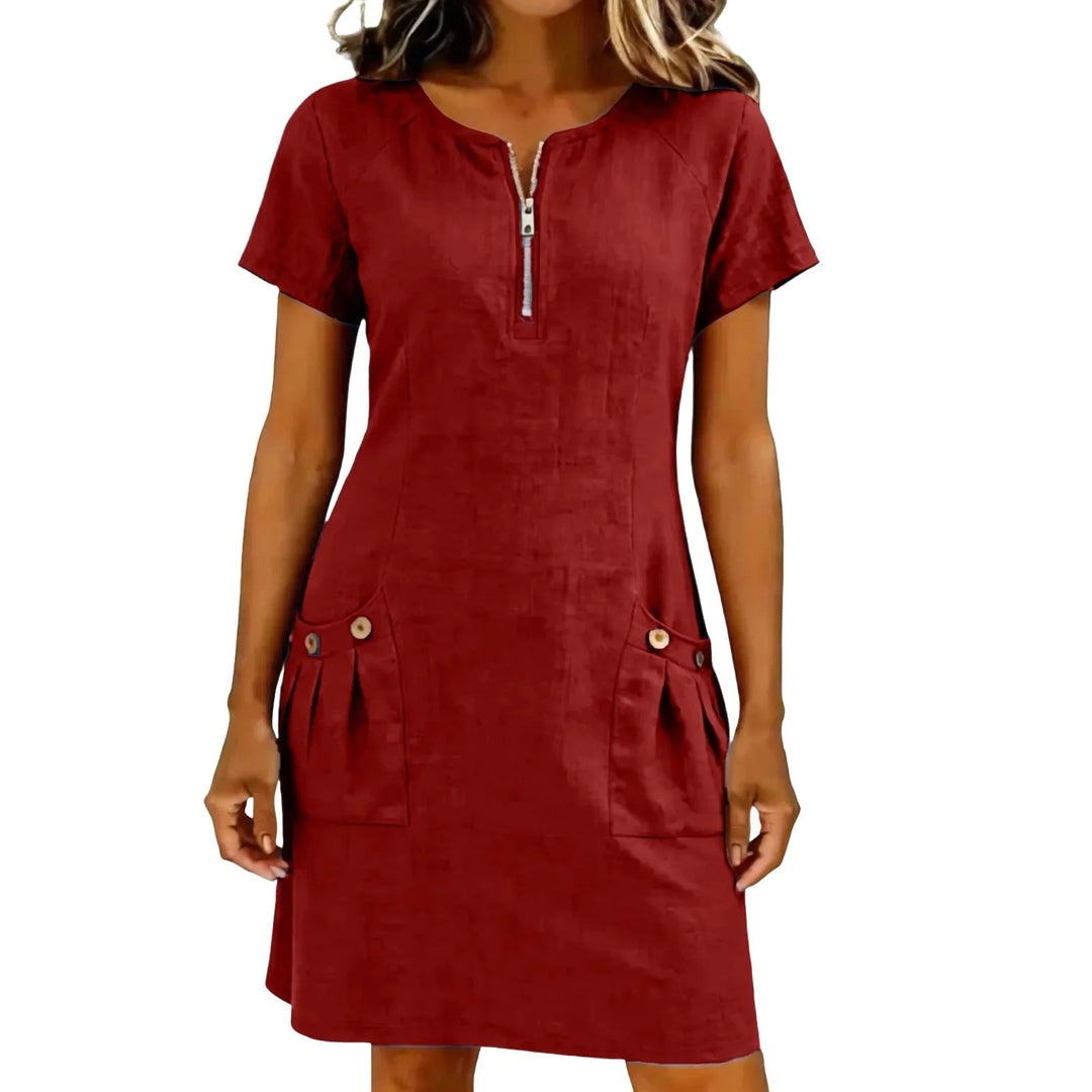 Scarletta | Zip Front Lino Abito
