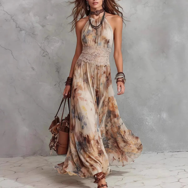 Solene | Tie-Dye Halter Maxi Abito