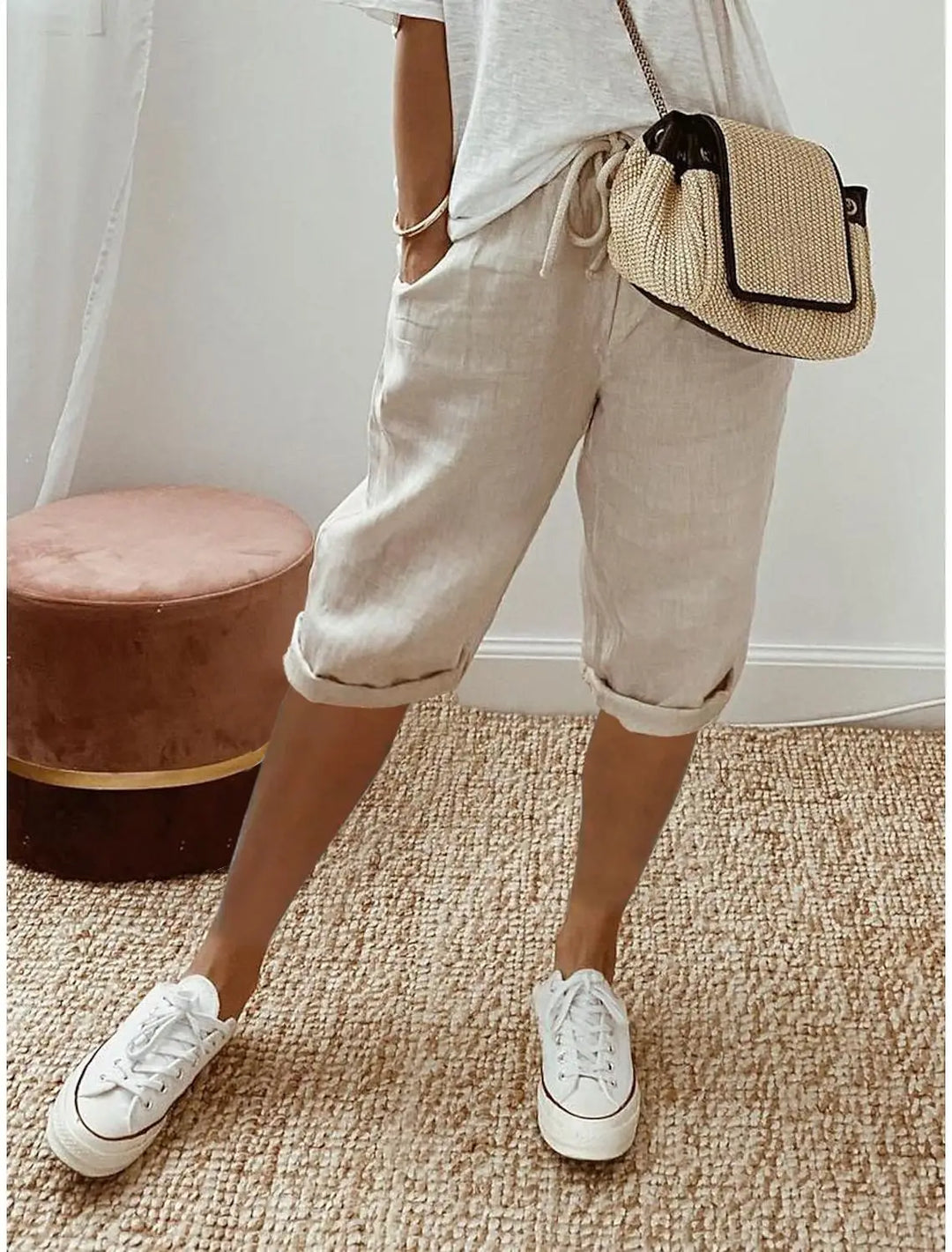 Wren | Lino Blend Sash-Tie Shorts