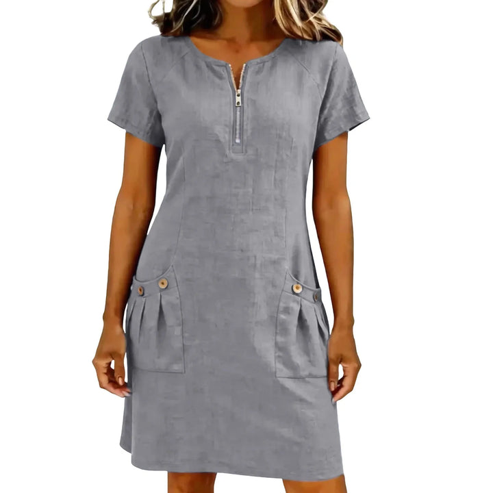 Grisandra | Zip Front Lino Abito