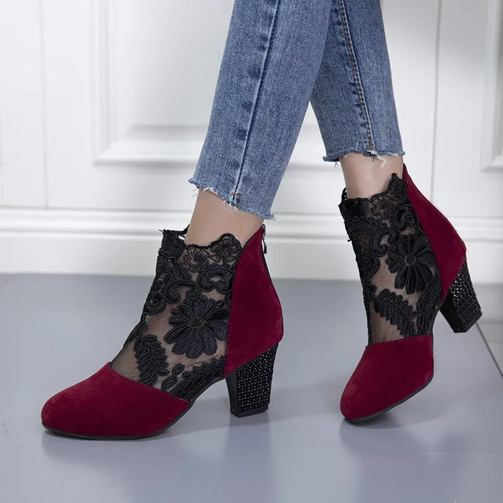 Heloise | Elegante Lacy High Tacchi Mesh Stivali
