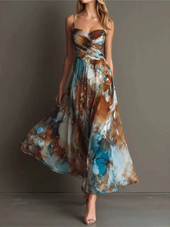 Maren | Sweetheart Thin-Strap Stampa Midi Abito