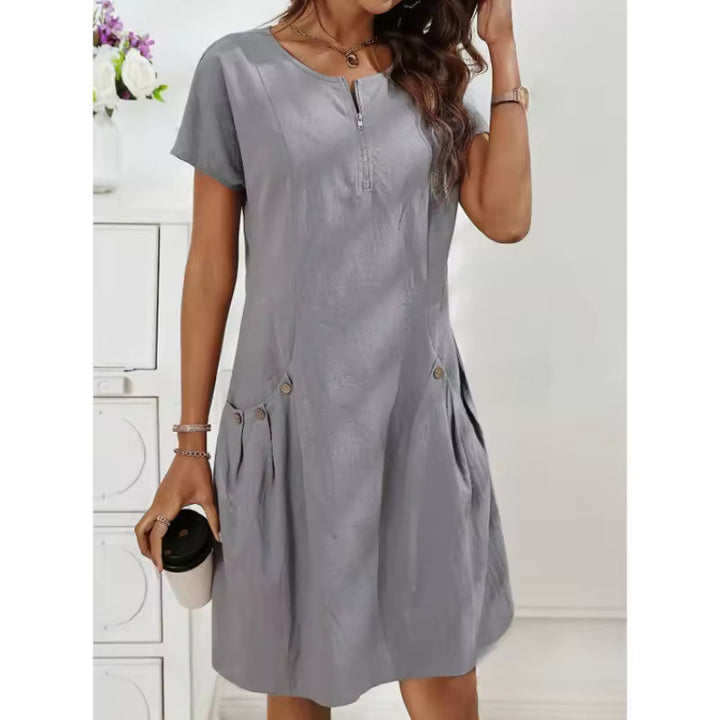 Grisandra | Zip Front Lino Abito