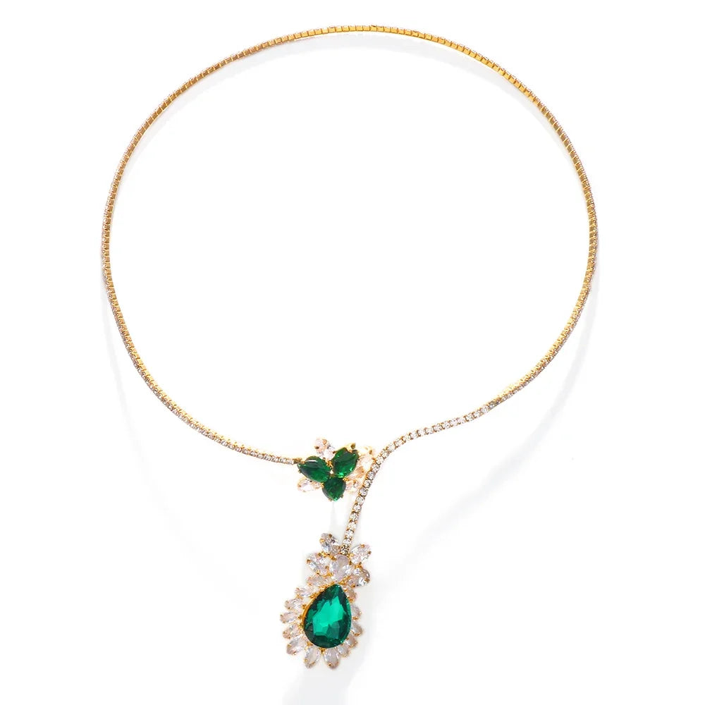 Collana Vintage Fioritura Smeraldo