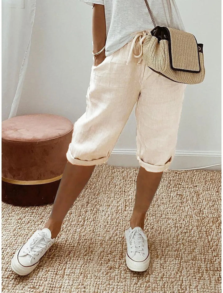 Wren | Lino Blend Sash-Tie Shorts