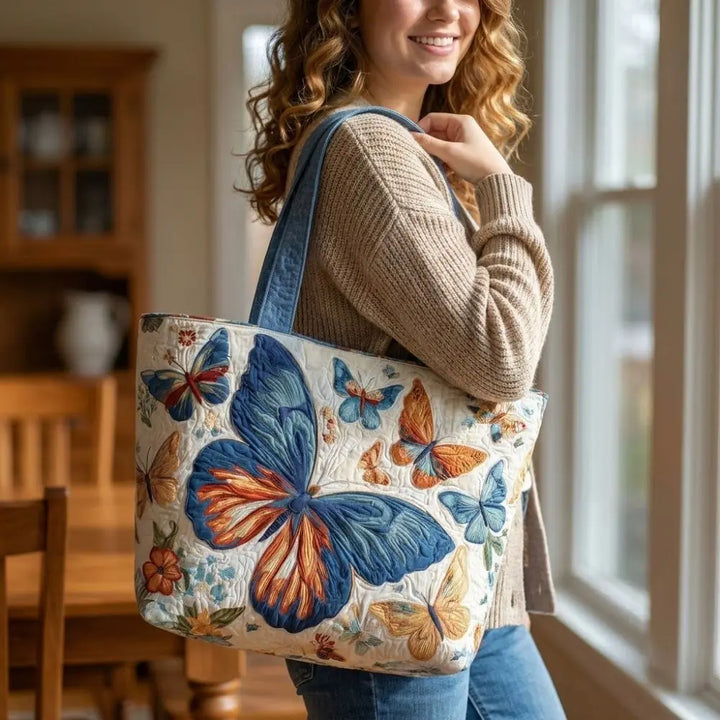 Butterfly Patterns Trapuntato Tote