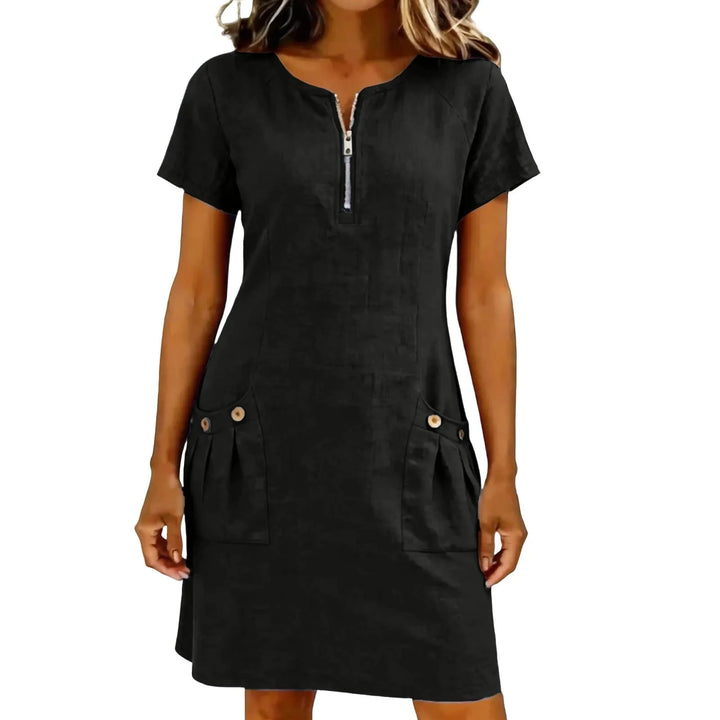 Marisette | Abito in Lino con Zip Frontale