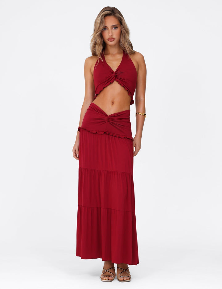 Serenity Chic | Completo Due Pezzi con Gonna Arricciata e Balze