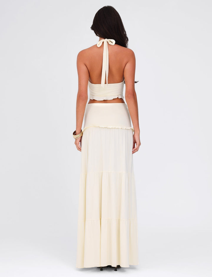 Serenity Chic | Completo Due Pezzi con Gonna Arricciata e Balze