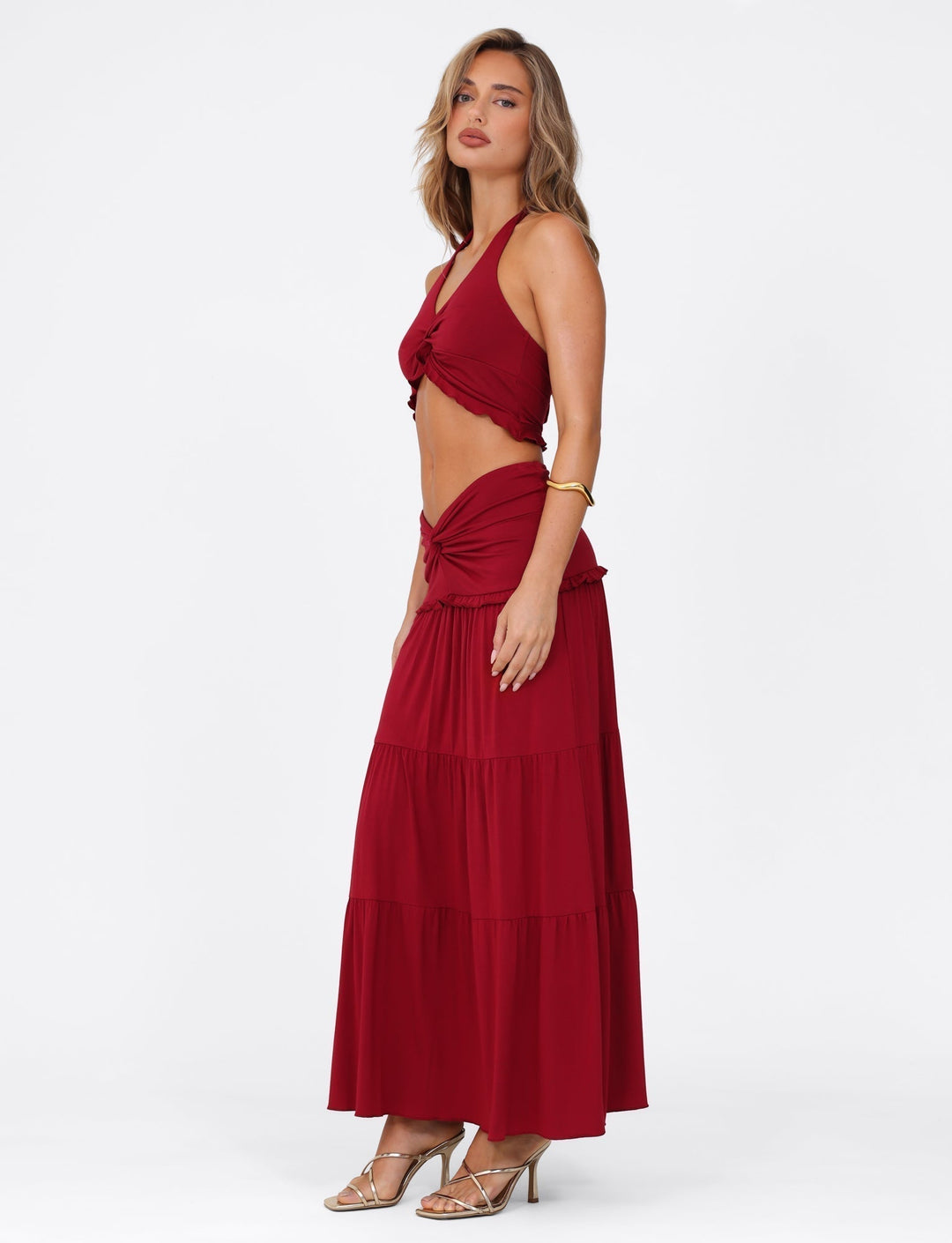Serenity Chic | Completo Due Pezzi con Gonna Arricciata e Balze