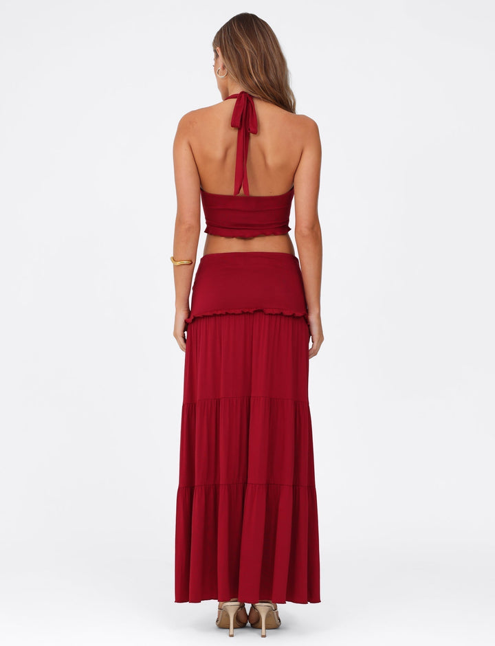 Serenity Chic | Completo Due Pezzi con Gonna Arricciata e Balze