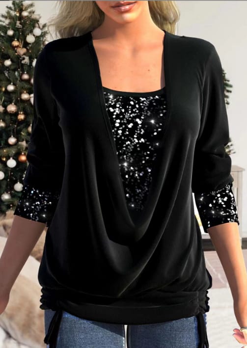 Pen | Paillettes Drape Top