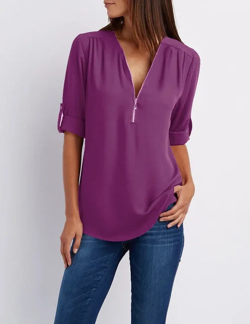 Ora | Zip Detail Top