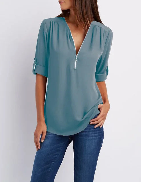 Ora | Zip Detail Top